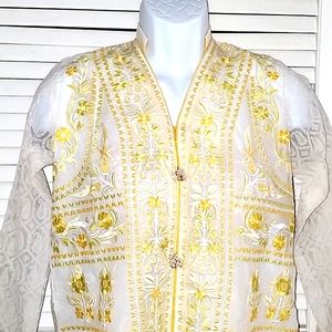 NWT Ivory & Yellow Embroidered and Pearl Kurti